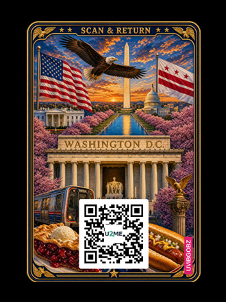 U2ME™ Washington D.C. Badge — sunset scene with Capitol and cherry blossoms