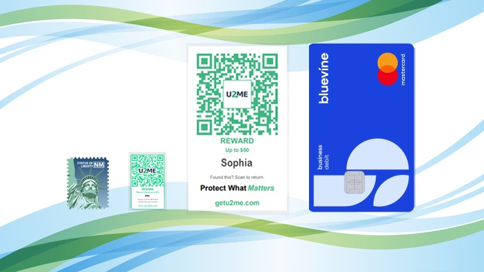 U2ME Codes actual size comparison — postage stamp and credit card sizes